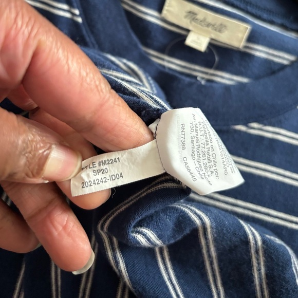 Madewell Tina Stripe Crew Neck T-Shirt Dress Blue White Cotton Womens L Preppy - Picture 14 of 14